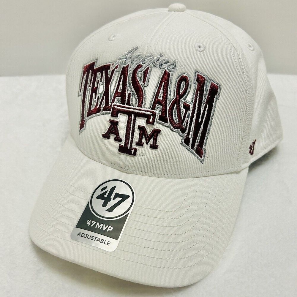 '47 Brand Texas A&M Aggies Keystone MVP Snapback Hat Cap‎ Adjustable White